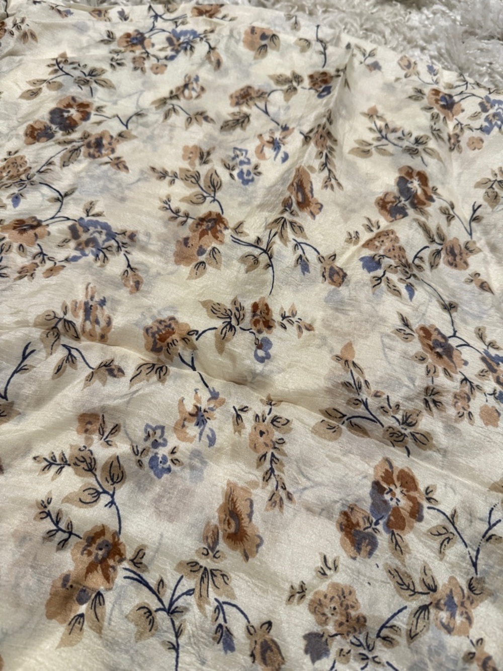 100% silk vintage floral scarf chic headscarf - Picture 2 of 5